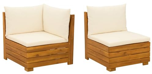 vidaXL Garten-Lounge-Set mit Kissen 2 Stück Braun Massivholz Akazie