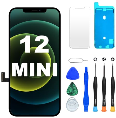 Digi4U Bildschirm Ersatz für iPhone 12 Mini Display, 5,4 Zoll Truetone Face ID LCD Bildschirm für iPhone 12 Mini Display Bildschirm Ersatz Digitizer Reparaturkits