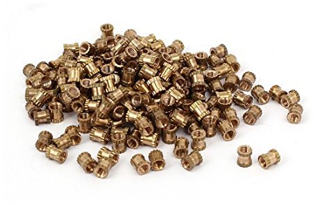 sourcing map M2.5 x 4mm 3.5mm OD Messing Gewindeeinsatz Eingebettete Rändelmutter 200 Stück