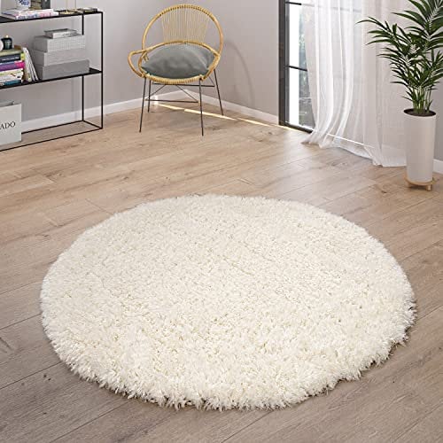 Paco Home Alfombra Pelo Largo Mullida Moderna Shaggy Flokati Acogedora Uniforme En Blanco, tamaño:120x160 cm
