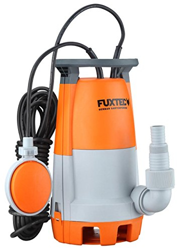 Bomba sumergible de aguas residuales FUXTEC FX-TP1750 750 watts, máx. 12000 l/h, altura de impulsión máx. 9,5 m, espesor del elemento hasta 30 mm, interruptor de flotador de ajuste continuo.
