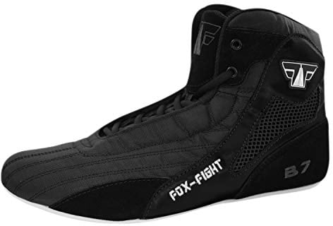 FOX-FIGHT B7 Kampfsport Schuhe | für Damen und Herren | Atmungsaktiv Flexibel | Wildleder | Ringerschuhe | Athletik Fitnesschuhe Bodybuilding | 39 / Black