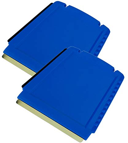 2 Eiskratzer Auto Messing Trapez - schnell, mühelos & schonend - 4 in 1 Murska Scheibenkratzer Auto - klein & praktisch - effizient sicher Schneekratzer Auto - Premium HIPS & Messingklinge - Blau