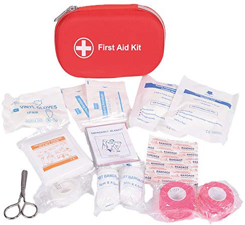Cawila Reiseapotheke First Aid, Notfall Verbandsmaterial für Sport, Freizeit, Outdoor, Büro oder Zuhause rot One Size