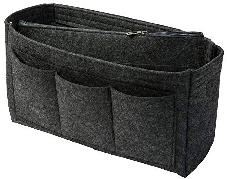 luxdag Taschenorganizer aus Filz mit Reißverschluss - Bag in Bag Taschenordner mit Fächer - Innentasche für Handtasche, Rucksack & Shopper