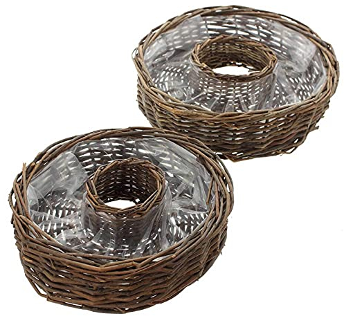 SIDCO Pflanzrad 2 x Weide Pflanzkorb Pflanzring Pflanztopf Blumenkasten Blumenschale