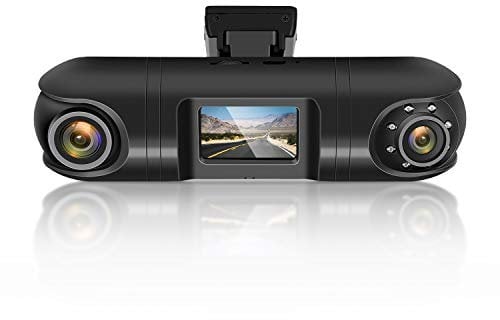 Amacam AM-DC07 Dual Dash Cam - Full HD Front 140° & Infrared Interior Camera | GPS Tracking | 32GB Card Included | Plug & Play Car Recorder