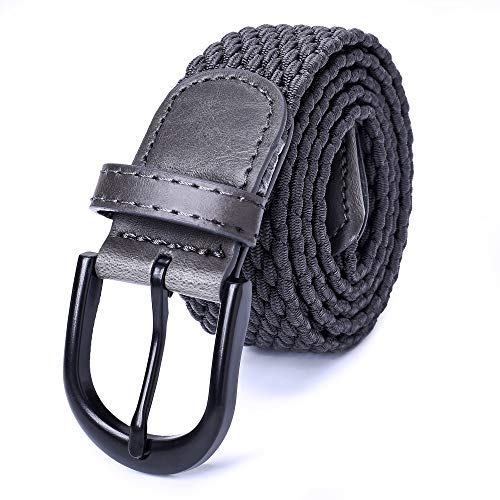 Mile High Life Ceinture Élastique Extensible Tressée Boucle de Ceinture Noire Ovale Mixte(Medium, Gris Foncé Z.)