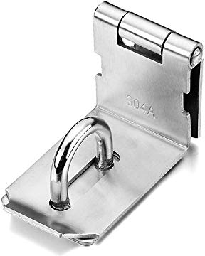 FUJIE Angle Droit Porte Fermoir Verrou de Porte en Acier Inoxydable Moraillon Cadenas Fermoir Porte-Cadenas avec Vis, Argent - ZS0928-1