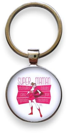 WAY2BB - Porte-clés Cadeau maman - Super maman - Porte-clefs maman - Fête des mères - Anniversaire Maman