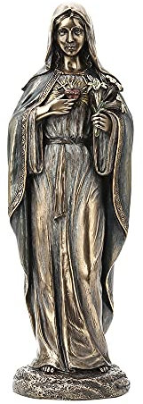 Veronese Design Religiöse Figur Unbeflecktes Herz Maria, kaltgegossen, bronzefarben, Kunstharz, 20,3 cm hoch