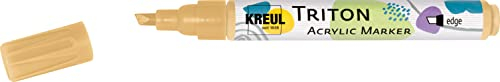 KREUL 17850 - Triton Acrylic Marker Edge, Hellgold, Stichstärke 1 bis 4 mm, mit Edge-Spitze als Allrounder, seidenmatt auftrocknend, hohe Farbintensität, wetterfest auf saugenden Untergründen
