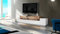 Dmora Mobile Porta TV Nico, Credenza Bassa da Soggiorno, Base Porta Televisione, 100% Made in Italy, cm 240x45h52, Bianco Lucido e Acero