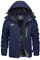 KEFITEVD Warme Winterjacke Herren Gefüttert Fleecejacke Übergangs Jacke Männer Snowboardjacke Winddicht Windbreaker Schwarzblau XL