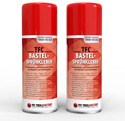 Troll Factory Bastel Sprühkleber zum Basteln und Handwerken, universale, saubere Anwendung auf vielseitigen Oberflächen (2)
