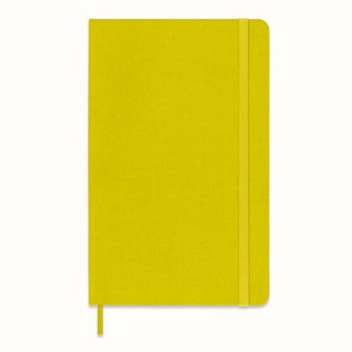 Moleskine Classic Liniertes Notizbuch, Hardcover aus Seide mit Elastikverschluss, Großformat, Farbe Heu Gelb