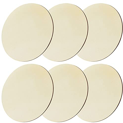 Haohai 6 Stück 10 cm Holzkreise zum Basteln, unlackierte runde Holztafel, Holzausschnitte für Türgestaltung, Malerei (6 Stück 10 cm)
