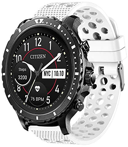 Onetuo Armband Kompatibel Für Citizen CZ Smartwatch, Sport Silikon Classic Ersatz Uhrenarmband Für Citizen CZ Smartwatch (Weiß)