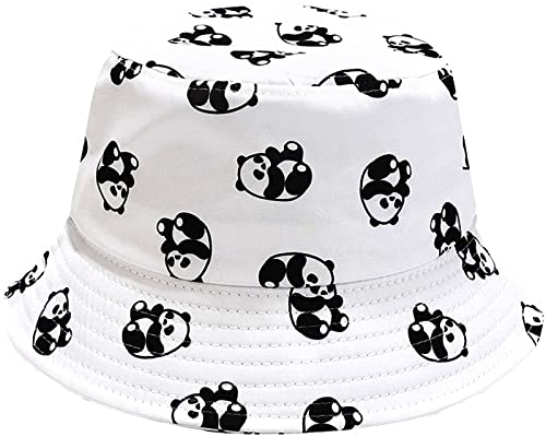 XYIYI Unisex Baumwolle Panda Weiß Sonnenhut Mode Fischerhüte Strandhut