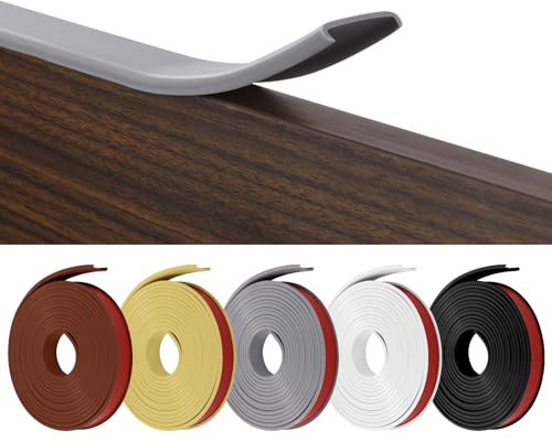 Flintronic U-Form Selbstklebend, Weichsockelleiste für Küche und Badezimmer, Möbelkantenband, Flexible TPE Faltbarer Kantenschutz für Schrankkanten, Abschlussleiste, Arbeitsplatten(Grau, 18mm * 5m)