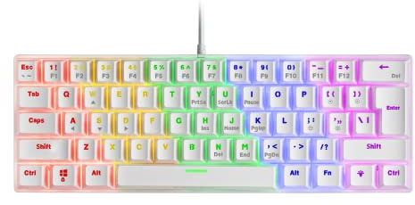 Mars Gaming MK60 Weiß, Mechanische Gaming Tastatur FRGB, Antighosting, Switch Mechanischer Blau, US Sprache
