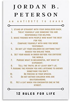 QINGYUAN Jordan Petersons 12 Rules For Life Motivierende inspirierende Zitate Poster Bild Druck Leinwand Poster Wandkunst moderne Heimkunstwerke 30 x 45 cm