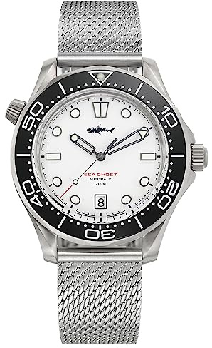 TACTICAL FROG Heimdallr Titanium Gehäuse Sea Ghost NTTD Taucheruhren Für Männer, NH35A Uhrwerk C3 Leuchtende Herren Automatik Uhren, 200 Meter Wasserdicht, Mesh Band