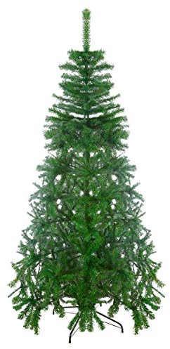 Árbol de Navidad Artificial Verde Abeto de Hoja Espumillón con Base Metálico Duradero Decoración Navideña - 210cm, 685 Puntas/Ramas