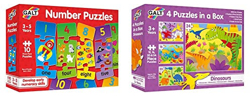 Galt Toys, Number Puzzles, Numbers Jigsaw Puzzle for Kids, Ages 3 Years Plus & Toys, 4 Puzzles in a Box - Dinosaurs, Dinosaur Jigsaw Puzzle for Kids, Ages 3 Years Plus