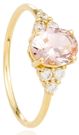 Ring aus 18-karätigem Gold mit Morganit-Stein, ovale Form, 13