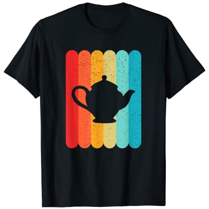 Teekanne Silhouette Retro Vintage Linien 70er 80er Jahre Used-Look T-Shirt