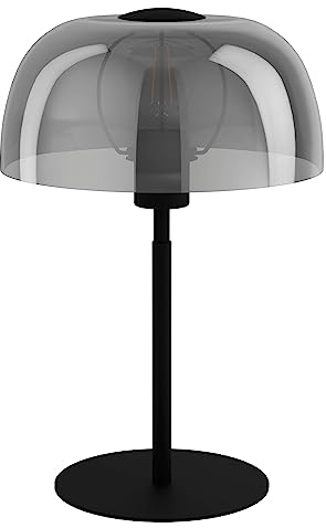 Eglo 900141 Tischleuchte SOLO 2 Glas bedampft schwarz-transparent E27 1X40W H:41.5cm Ø26cm mit Kabelschalter