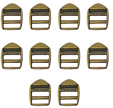 UAIAGM 10 pcs Heavy-Duty Zinc Alloy Ladder Lock Slider - 1 inch Adjustable Strap Buckles - Shinning Metal Buckles for Webbing Straps - Ideal for Paracord, Backpacks, and Outdoor Gear, Bronze, Medium