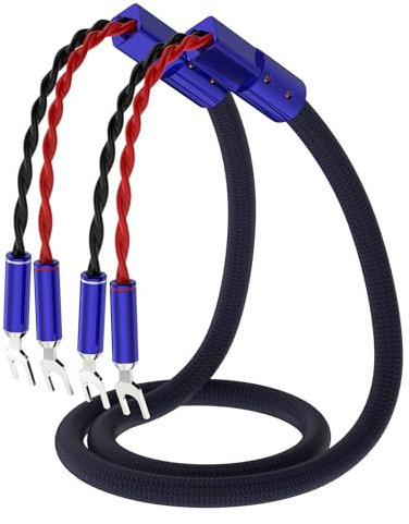 1 Paar Lautsprecherkabel High-End Lautsprecher kabel OFC Versilbert Lautsprecherkabel mit Banana-Verbinder und Y-förmiger Verbinder für Tagungsraum,KTV,Konzert,Heimkino-System (SC005Y-Y, 2.5m)