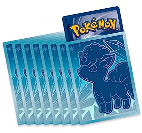 Custodie da allenamento Elite per Pokémon [65 custodi], mostra le tue carte con le buste promozionali delle scatole Pokémon ETB, custodie per carte Pokémon (Vulpix di Alola blu)
