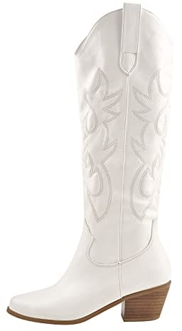 blingqueen Damen Stiefel Westernstiefel Cowboy Boots Westernboots Weiß 40 EU