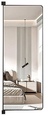 Miroir intégré miroir coulissant armoire porte plate miroir pleine longueur, miroir pleine longueur télescopique pliant caché rotatif, miroir noir pleine longueur for armoire ( Color : Svart , Size :