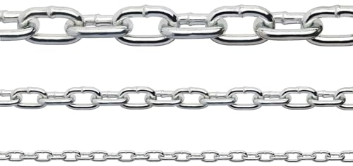 Constrabo® | Edelstahlkette kurzgliedrig DIN 766 | 1,0 m Ø 3 mm | Edelstahl 316 (V4A) | Rostfreie Edel-Stahlkette Meterware Rundgliederkette Absperrkette Sicherheitskette Rundstahlkette Ankerkette