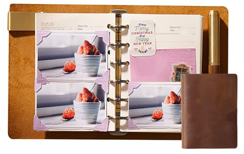KISSKI·H Olvido A7 Binder Tagebuch Ordner, 6 Ringe Nachfüllbares Taschen Notizbuch, Echtes Leder Kleines Reisetagebuch, 14,5 x 10,2 cm, Geschenke für Damen/Herren, Vintage Lederplaner, Braun