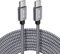 JALIXI USB C to USB C 3M Cable, 60W PD Long PS5 Slim Controller Charger Cable Fast Charge Nylon for Playstation 5 Pro, for Nintendo Switch, for Steam Deck, Samsung Galaxy S25 S24 Ultra, Pixel, Gris