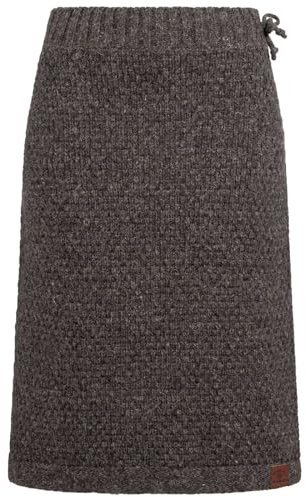 Langer Strickrock Winter Woll Rock mit klassischem Waffel-Muster Wolle Boho, Größe:S/M, Farbe:Braun
