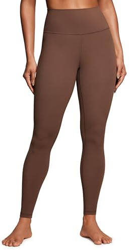 CRZ YOGA Gebürstetes Gefühl Damen Sport Leggings Yogahose High Waist Blickdicht Fitness Leggins Sporthose - 71cm Kaffeebraun 38