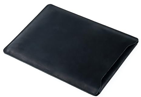 AIGUONIU Real Leather Laptop Sleeve for MacBook Pro & Air Fits12, 13, 14inch-Vintage Leather Tablet Inner Bag (Black 13inch)