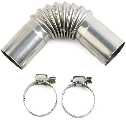 GRKB 1 Pcs 25mm Abgasrohr Standheizung Abgasrohr Mit Winkel Standheizung Auspuffrohrverbindung Gasentlüftungsschlauch Standheizung Mit Zwei Edelstahlklammern Für Stromerzeuger Diesel Heizung