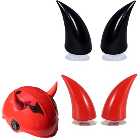 MenYiYDS - 2 Paar Motorradhelmhörner, Autozubehör – Motorradhelmzubehör, Hörner mit Saugnäpfen – Kunststoffverkleidung für Motocross-Helme für Kinder und Erwachsene (schwarz, rot)