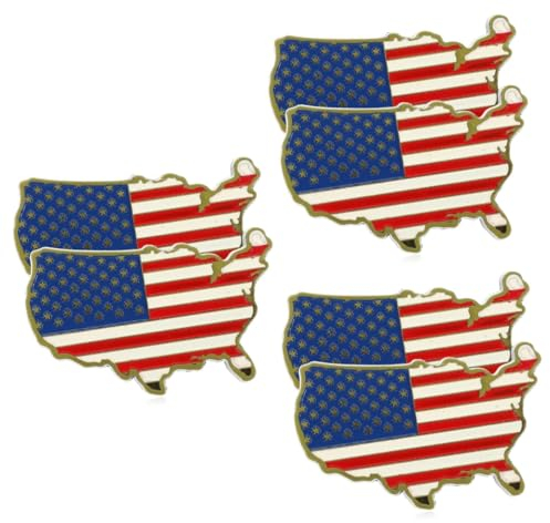 Garneck 6pcs Magnetic Fridge Stickers American Flag Map Decals Home Decorative Metal Magnets