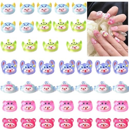 42Pcs Nail Art Charms, POP Mart Nail Art Charms, Cartoon Nail Charms Decorations for Nail Art Supplies 3D Flatback Resin Charms Resin Nails Slime Charms Cute DIY Nail Accessories