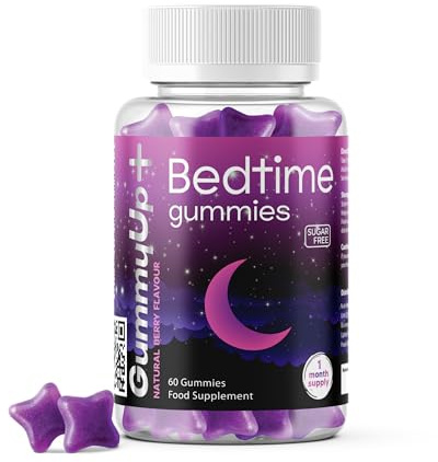 Sugar Free Bedtime Gummies x 60 | High Strength Natural Sources Fast Absorbing | Vegan Friendly | Gluten-Free | Chewable Berry Flavour | Gummy up