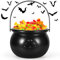 ZQEJEFD Großer Schwarzer Halloween-Kessel 19,5cm, Hexenkessel mit Griff, Halloween-Süßigkeitenkessel, Dekokessel für Süßigkeiten, Hexenzubehör, Halloween St. Patricks Party Favor Dekoration