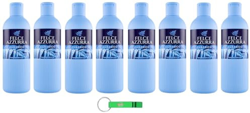 Felce Azzurra Bagnodoccia Classico - 8 panni per il corpo, gel doccia dal profumo inconfondibile, idrata la pelle 650 ml + portachiavi Beni Culinari